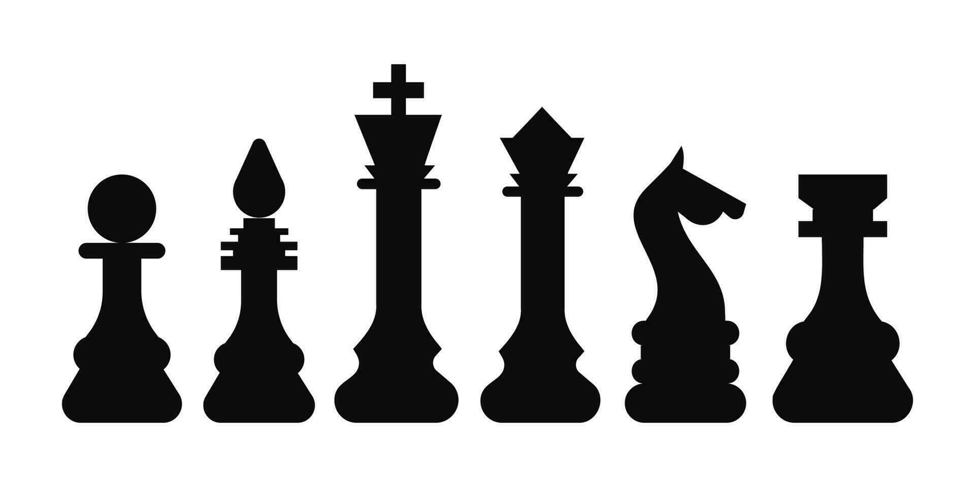 échecs symbole conception art loisir stratégie. sport pictogramme Jeu concept vecteur dé planche. figure roi, reine, évêque, chevalier, tour, pion.