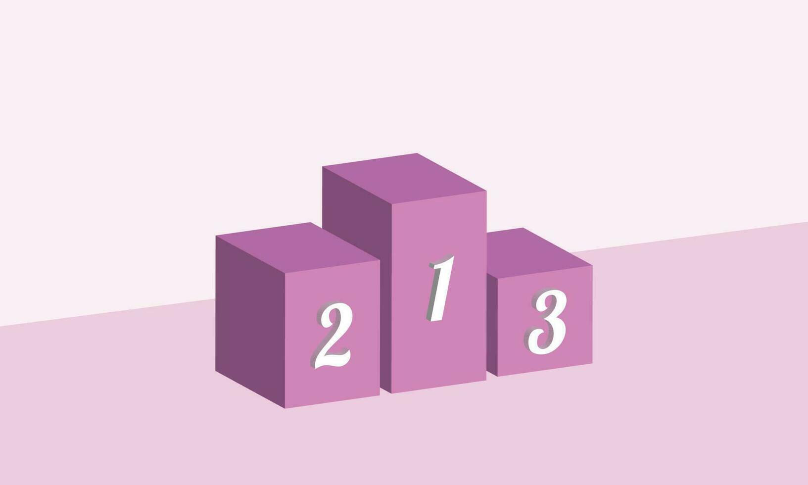 rose carré podium Contexte modèle copie espace. nombre 1, 2, et 3 isométrique étape conception concept. vecteur