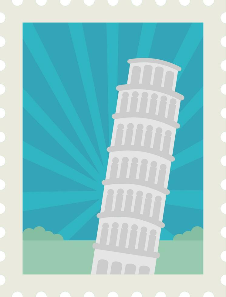 isolé gris pise la tour contre bleu des rayons Contexte pour timbre ou billet conception. vecteur