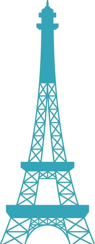 plat illustration de Eiffel la tour icône dans sarcelle et blanc couleur. vecteur