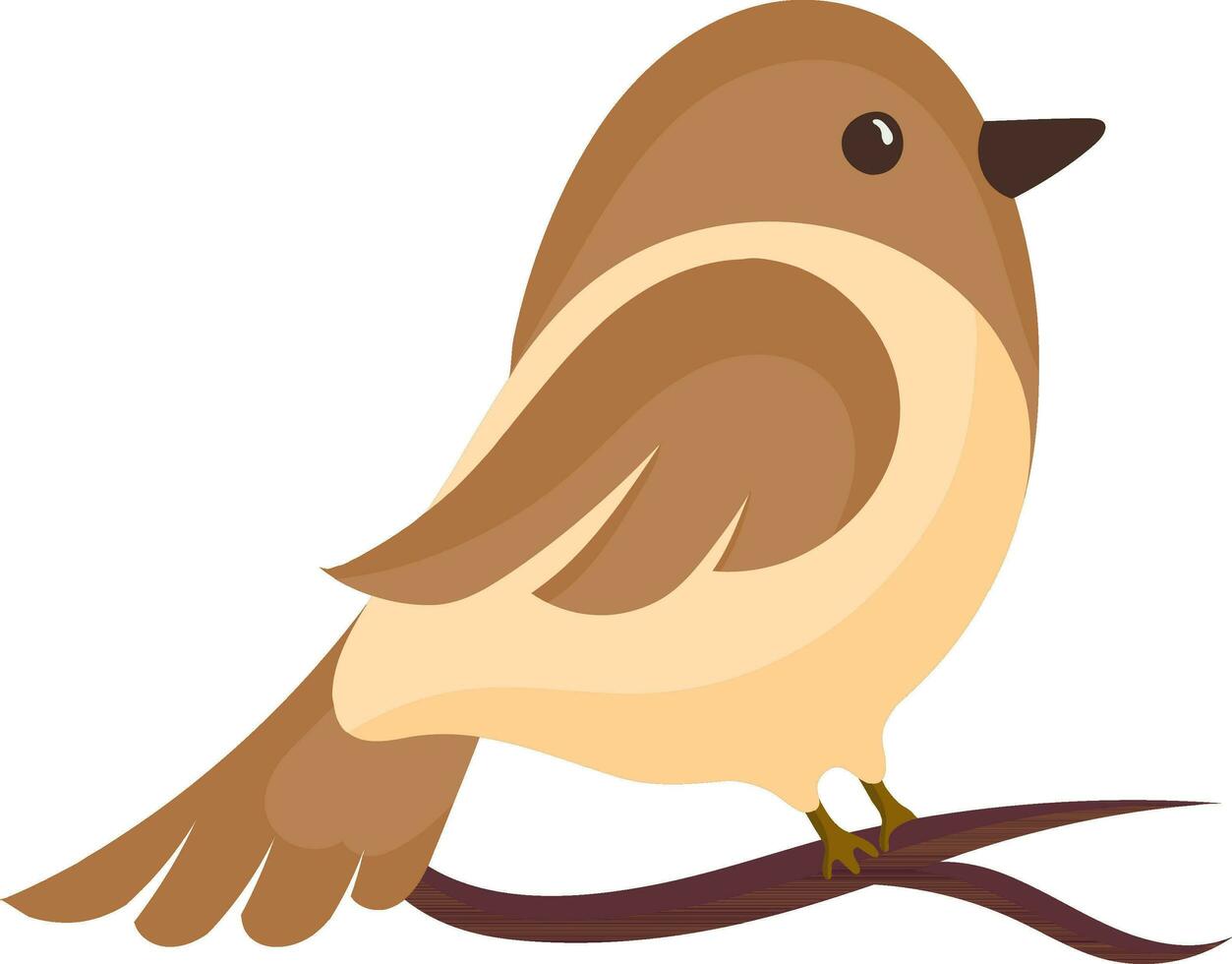 personnage de mignonne oiseau séance sur branche icône dans marron couleur. vecteur