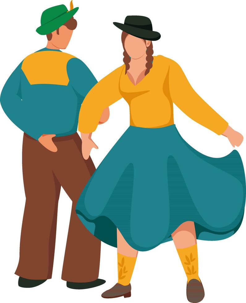 sans visage Jeune cow-boy et cow-girl performant occidental Danse dans permanent pose. vecteur
