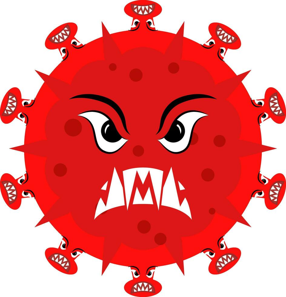 beaucoup virus effrayant visage rouge icône ou symbole. vecteur