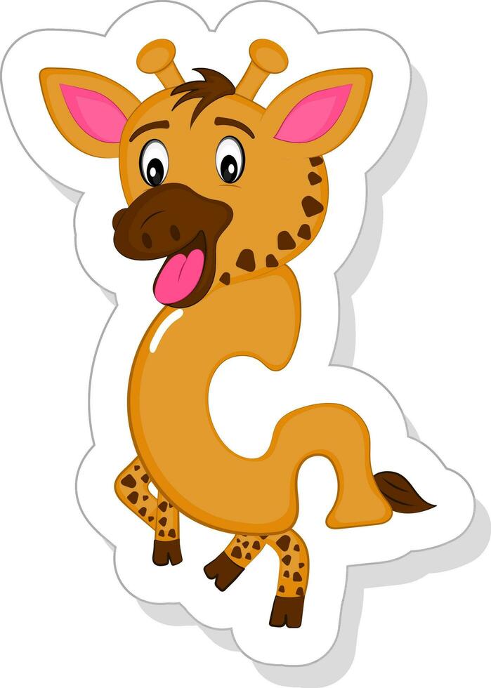 autocollant style g alphabet animal dessin animé girafe icône. vecteur