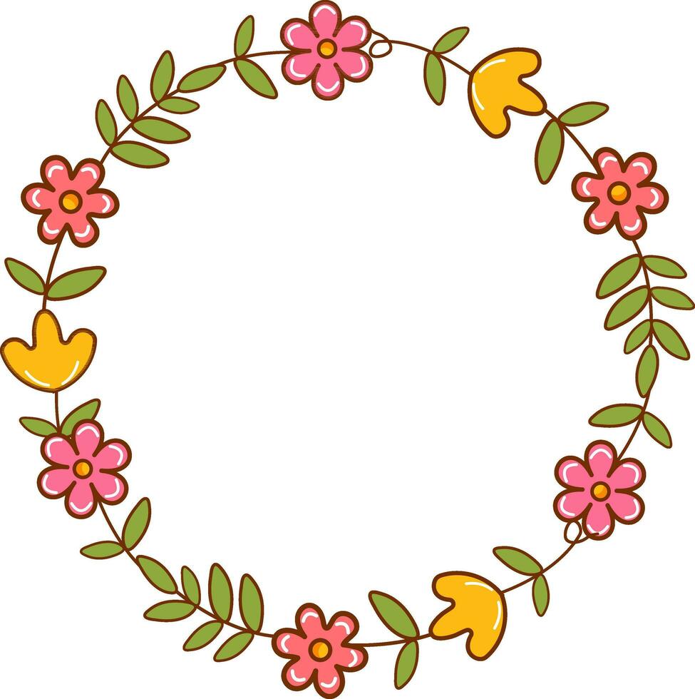 cercle Cadre fabriqué par floral léche-botte vecteur. vecteur