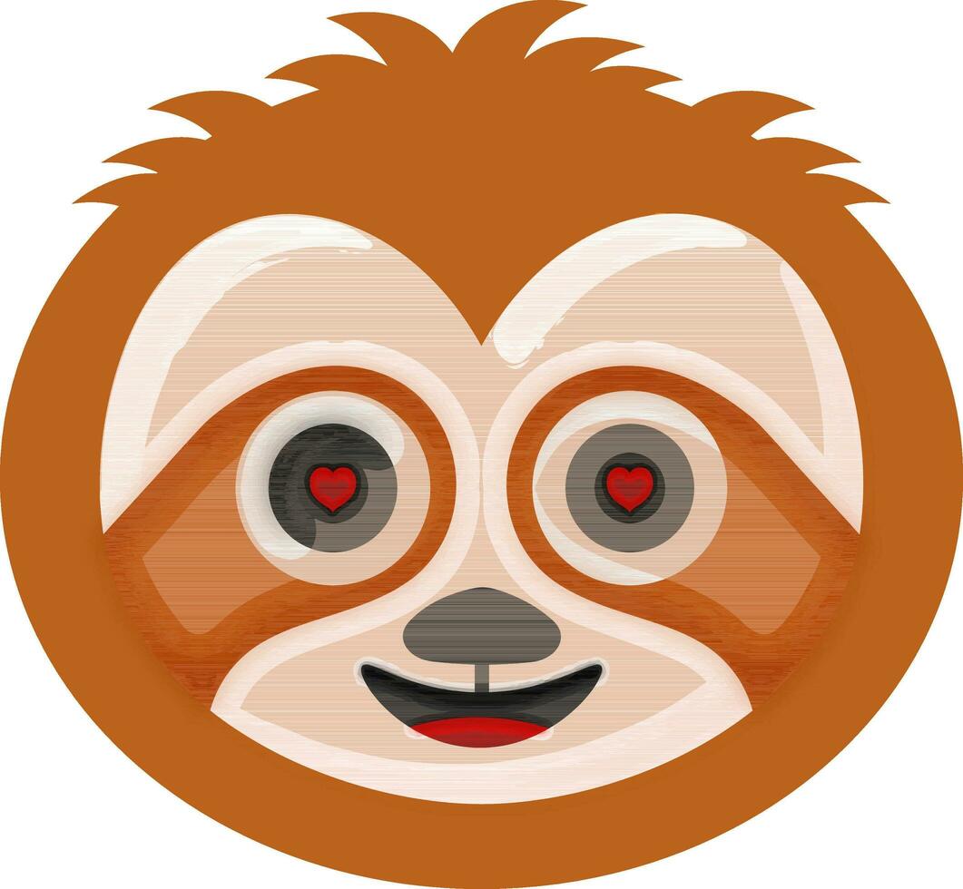 cœur yeux la paresse animal dessin animé visage emoji blanc et Orange icône. vecteur