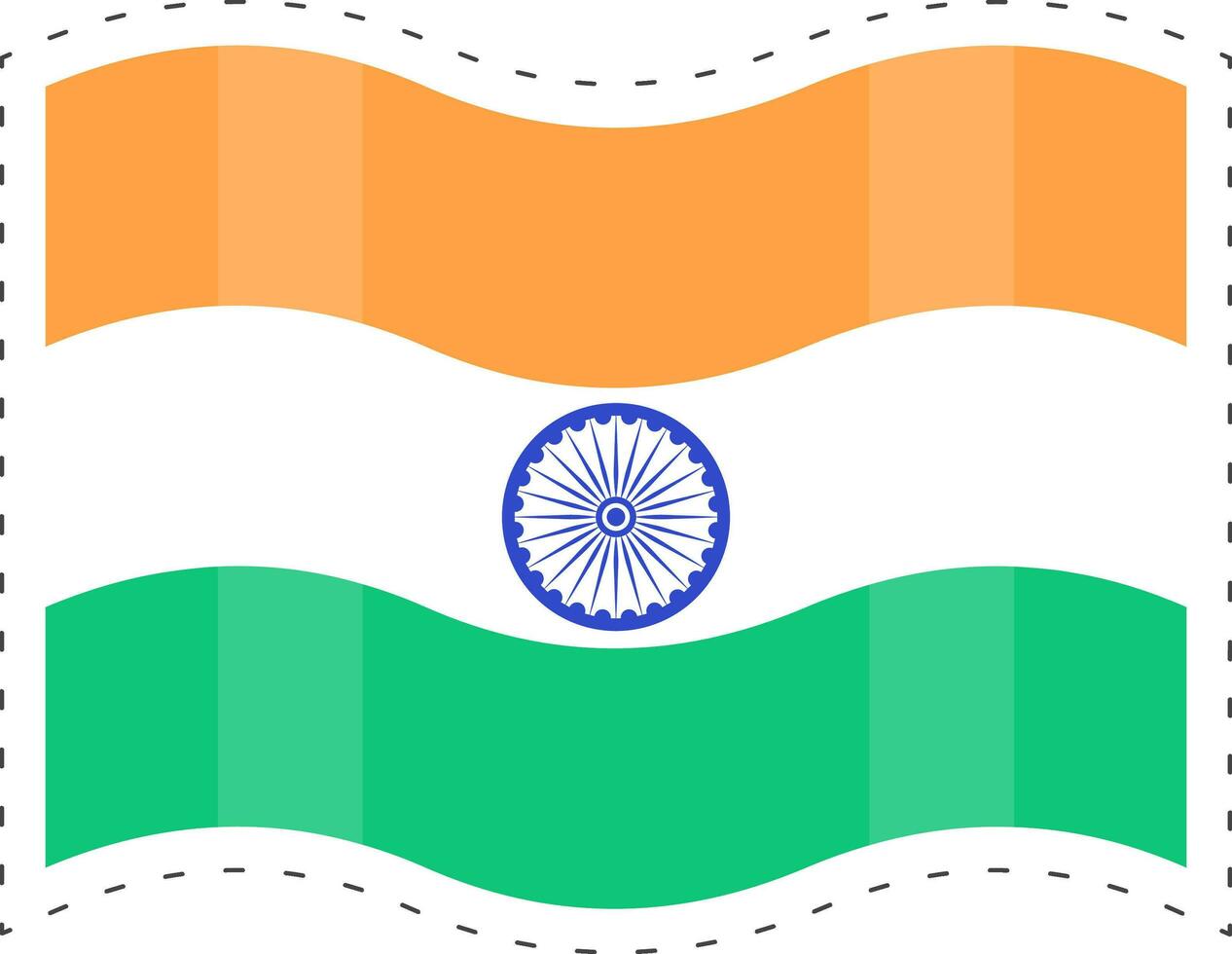 ondulé Indien nationale drapeau dans autocollant style. vecteur
