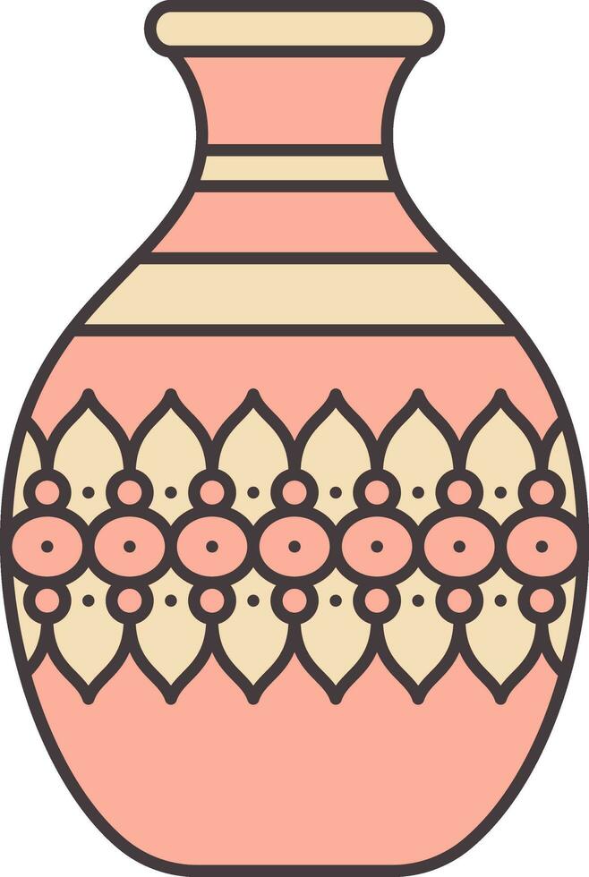 floraison modèle vase pêche Jaune et rouge icône. vecteur