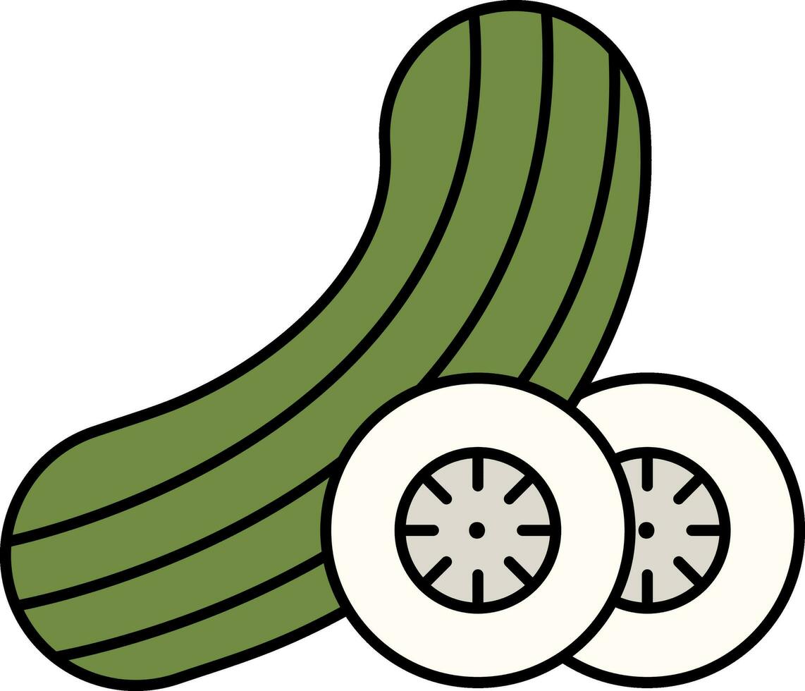 illustration de concombre avec tranche vert et blanc icône. vecteur