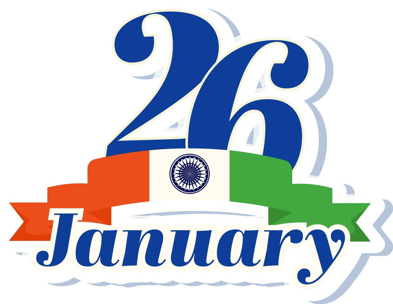 Créatif 26 janvier république journée texte ruban, Indien nationale Festival fête concept. vecteur