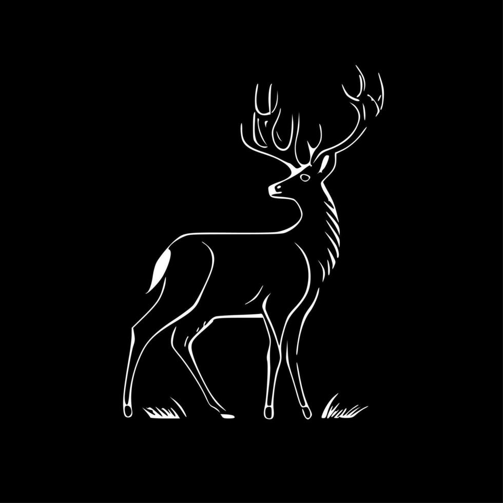 cerf - noir et blanc isolé icône - vecteur illustration