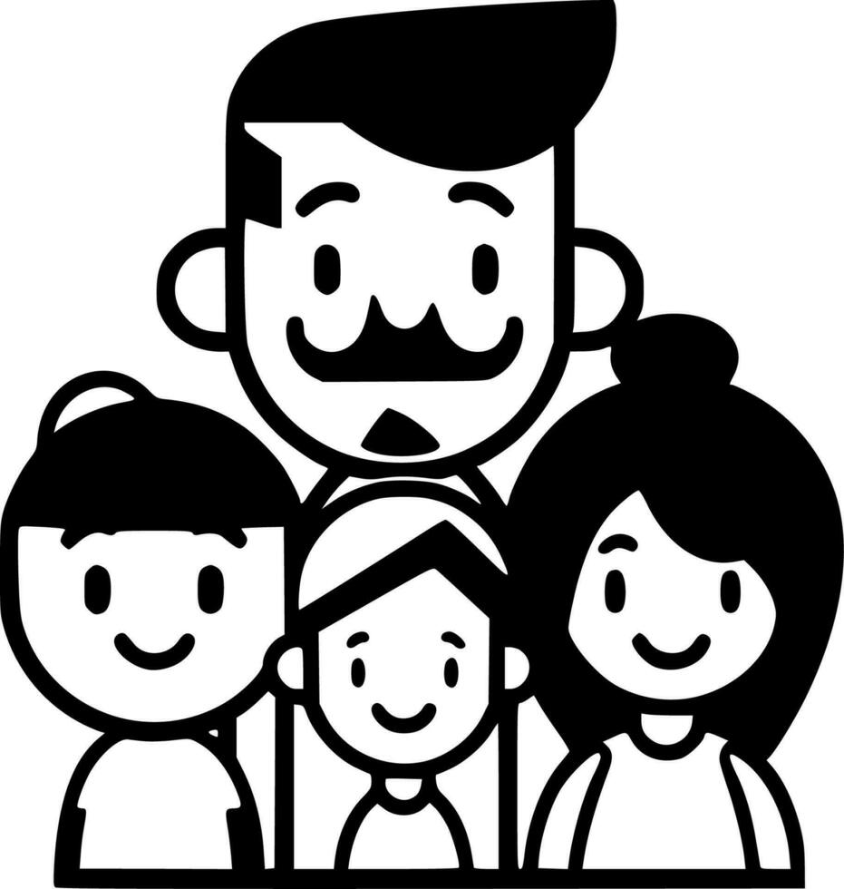 famille - noir et blanc isolé icône - vecteur illustration