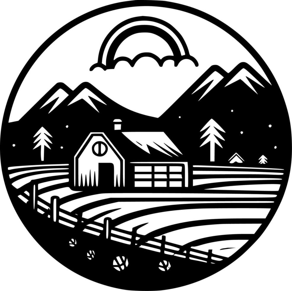 ferme - minimaliste et plat logo - vecteur illustration