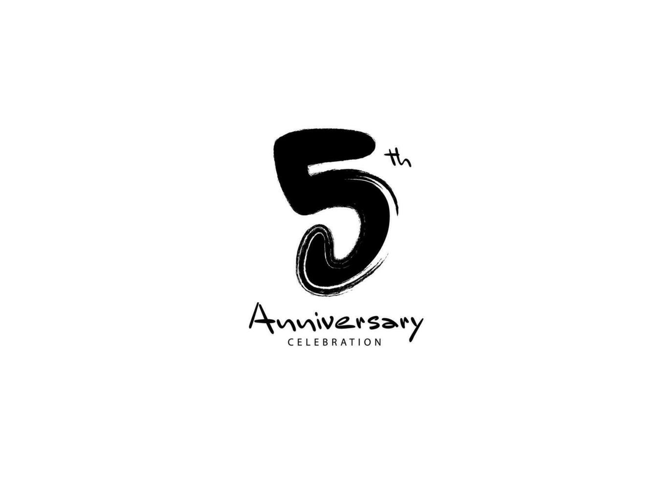 5 ans anniversaire fête logo noir pinceau vecteur, 5 nombre logo conception, 5e anniversaire logo, content anniversaire, vecteur anniversaire pour fête, affiche, invitation carte