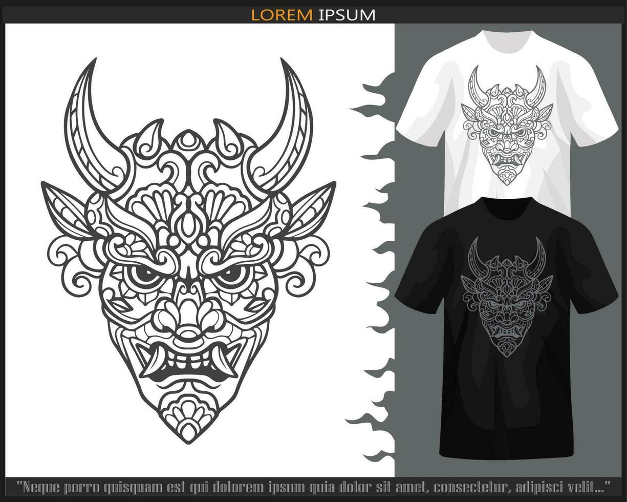 rouge diable tête mandala les arts isolé sur noir et blanc T-shirt. vecteur