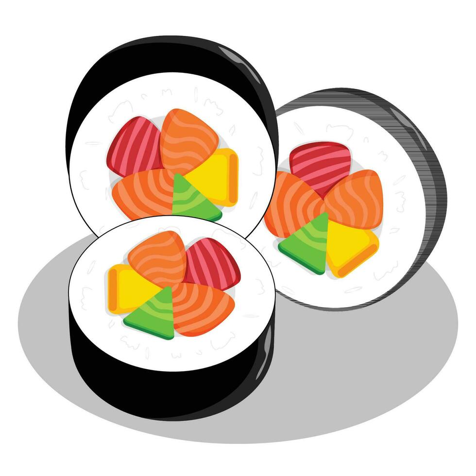 Japonais traditionnel maki Sushi - vecteur illustration