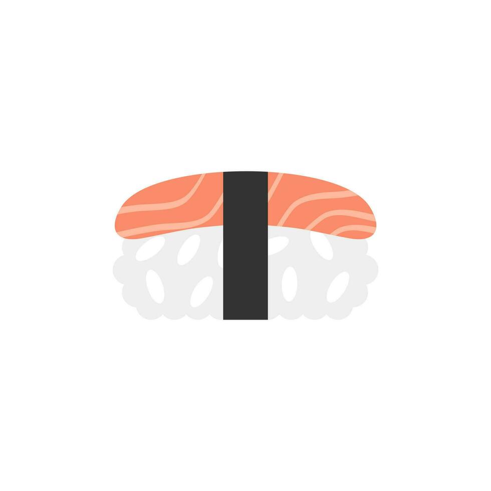 Saumon Sushi plat conception vecteur illustration. modèle pour Japonais nourriture café, Japonais restaurant vecteur bande dessinée style.