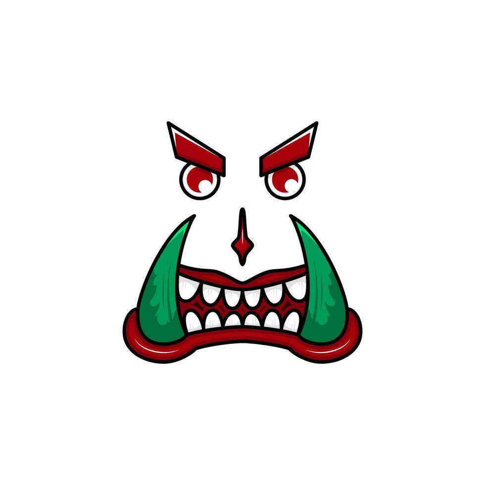 illustration de monstre visage avec vert crocs. utilisé pour Halloween conception, autocollant, logo et T-shirt vecteur