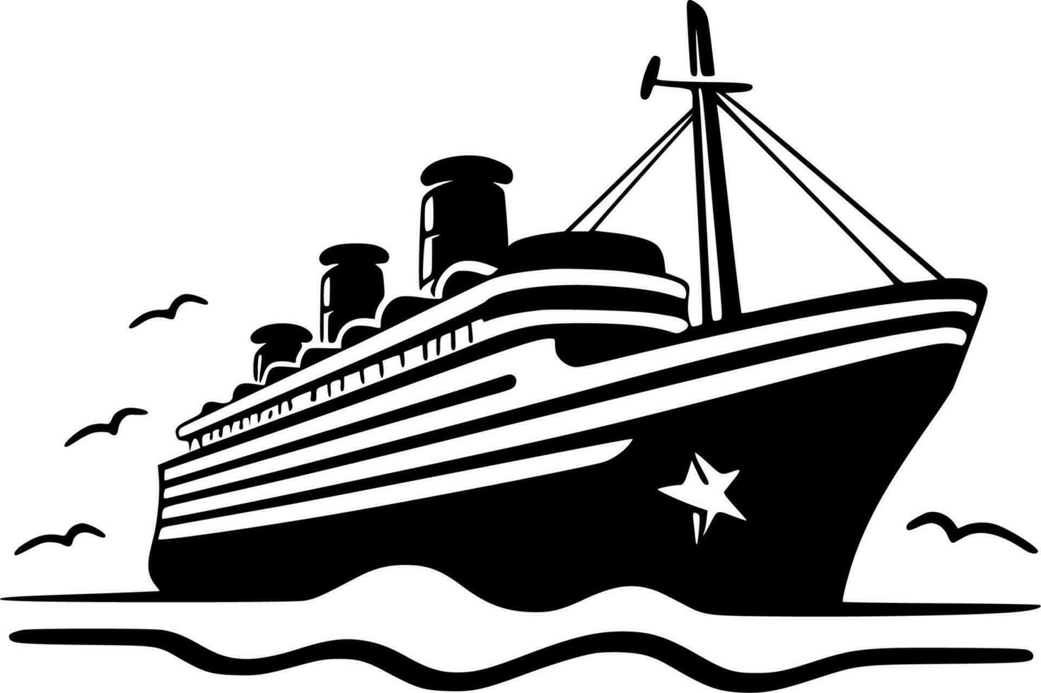 croisière - noir et blanc isolé icône - vecteur illustration