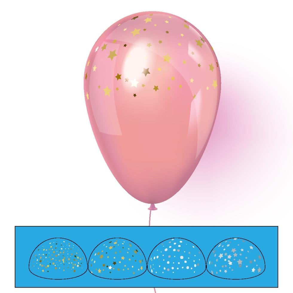 ballon d'hélium rouge avec illustration vectorielle de confettis vecteur