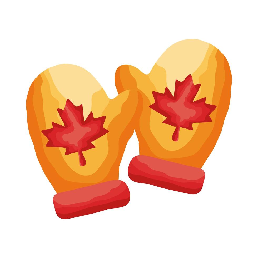 gants avec des feuilles d & # 39; érable style plat canadien vecteur