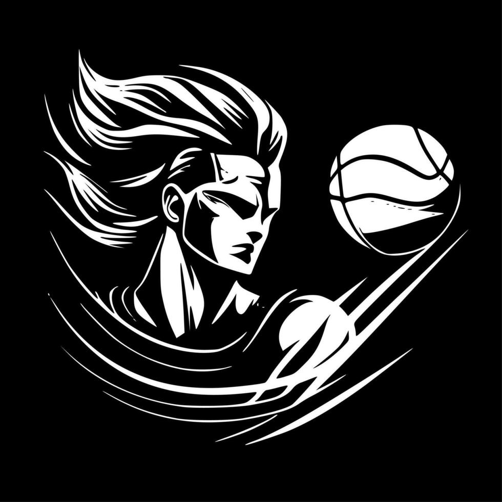 volley-ball - noir et blanc isolé icône - vecteur illustration