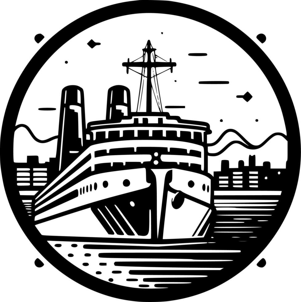 croisière, noir et blanc vecteur illustration