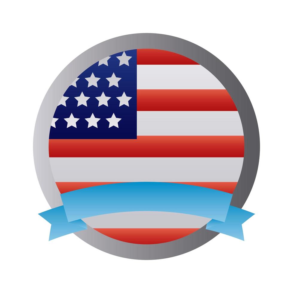 drapeau américain cadre circulaire style dégradé vecteur