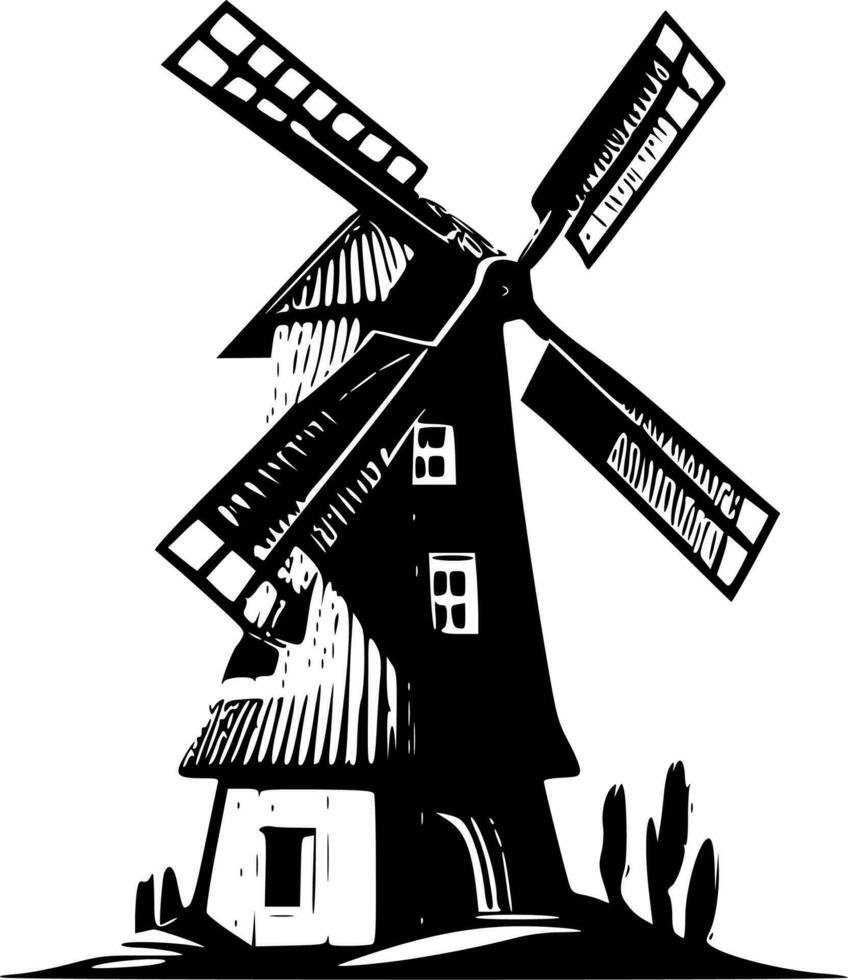 Moulin à vent, minimaliste et Facile silhouette - vecteur illustration