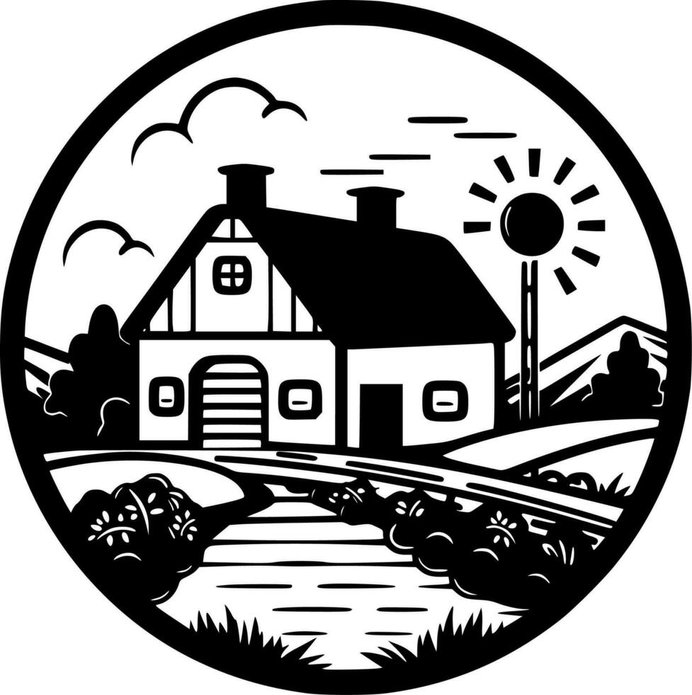 ferme - minimaliste et plat logo - vecteur illustration