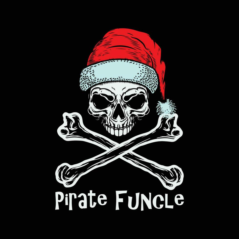 pirate funcle Noël crâne et os croisés amusement oncle vecteur