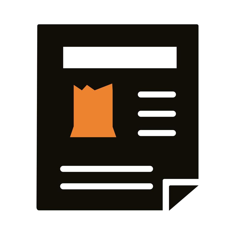 icône de style de silhouette de document de réception vecteur