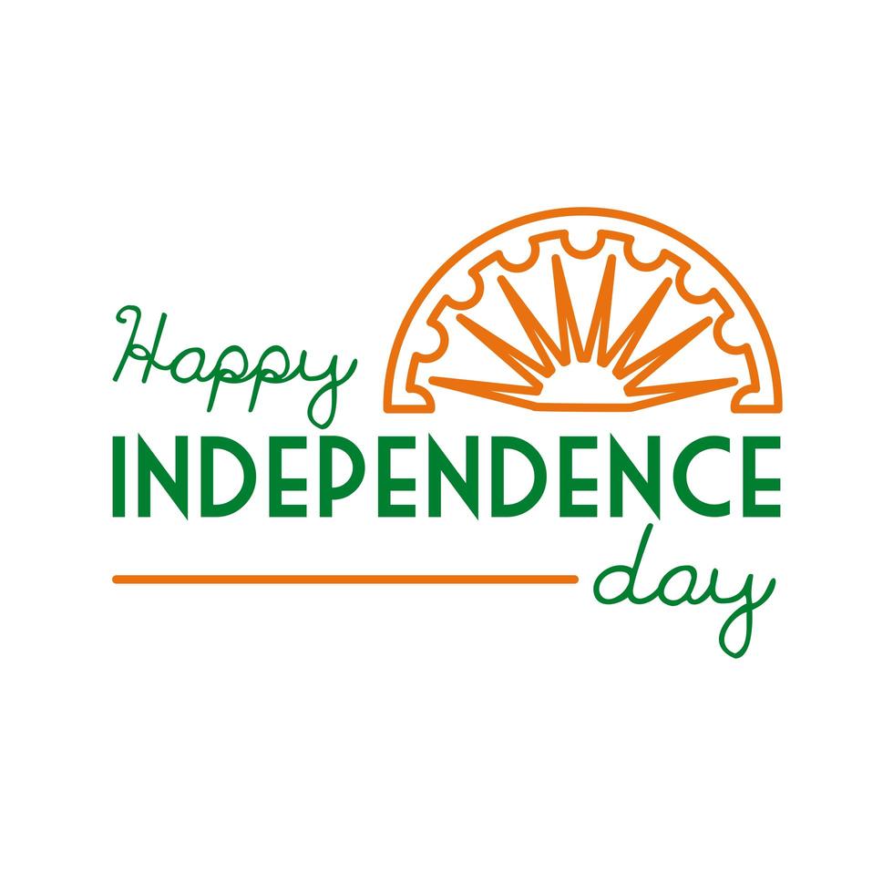 Independece day célébration de l'inde avec l'icône de style de ligne chakra ashoka vecteur