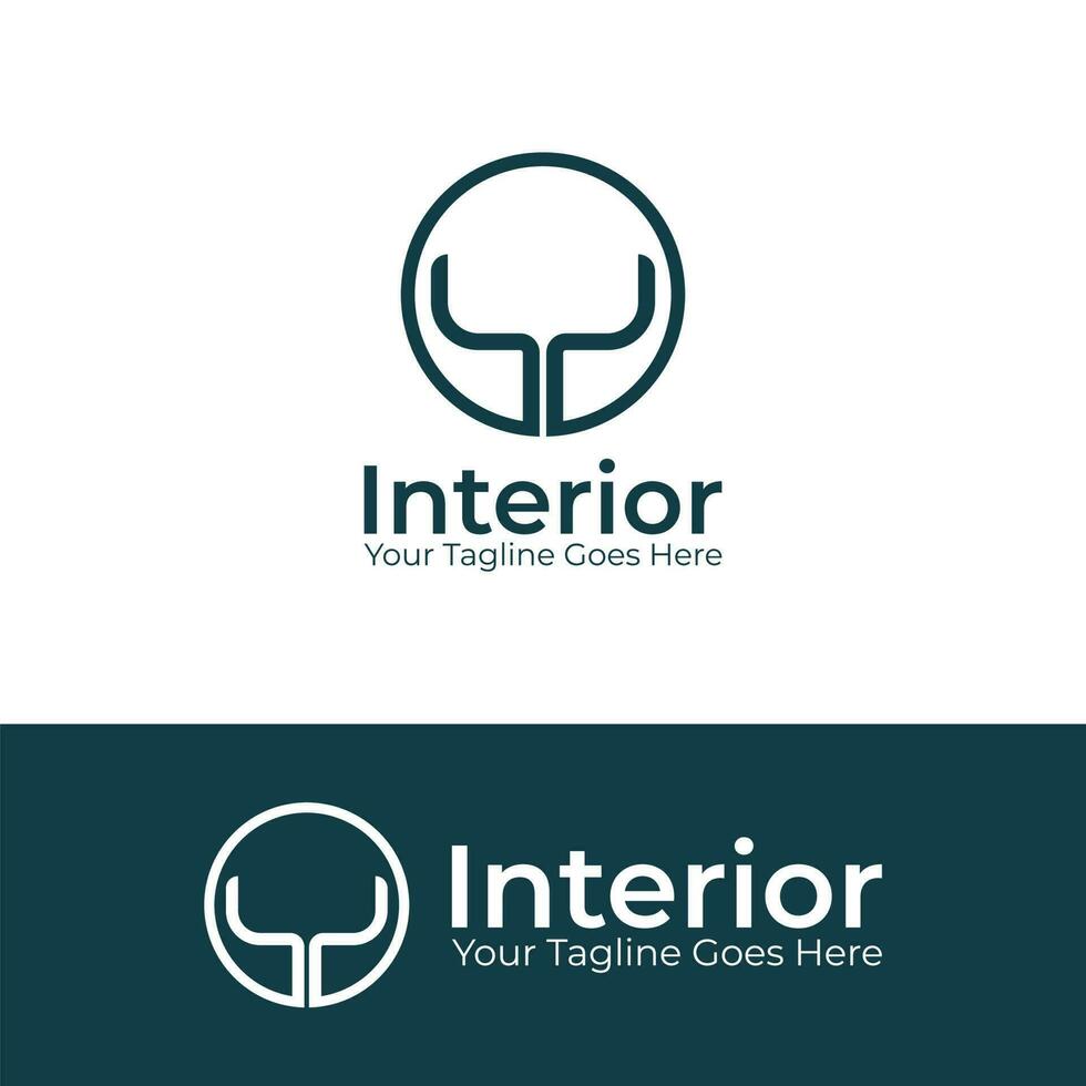 intérieur logo graphique vecteur conception avec chaise icône à l'intérieur cercle. chaise logo, meubles logo.