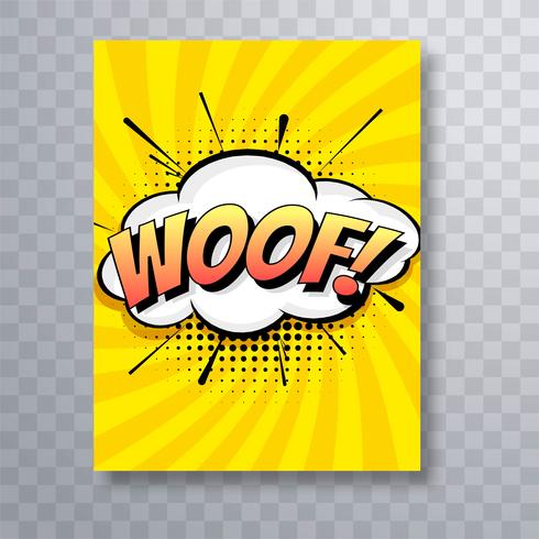Pop art bande dessinée colorée woof brochure modèle de conception vecteur