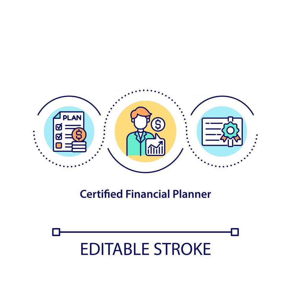 icône de concept de planificateur financier certifié vecteur