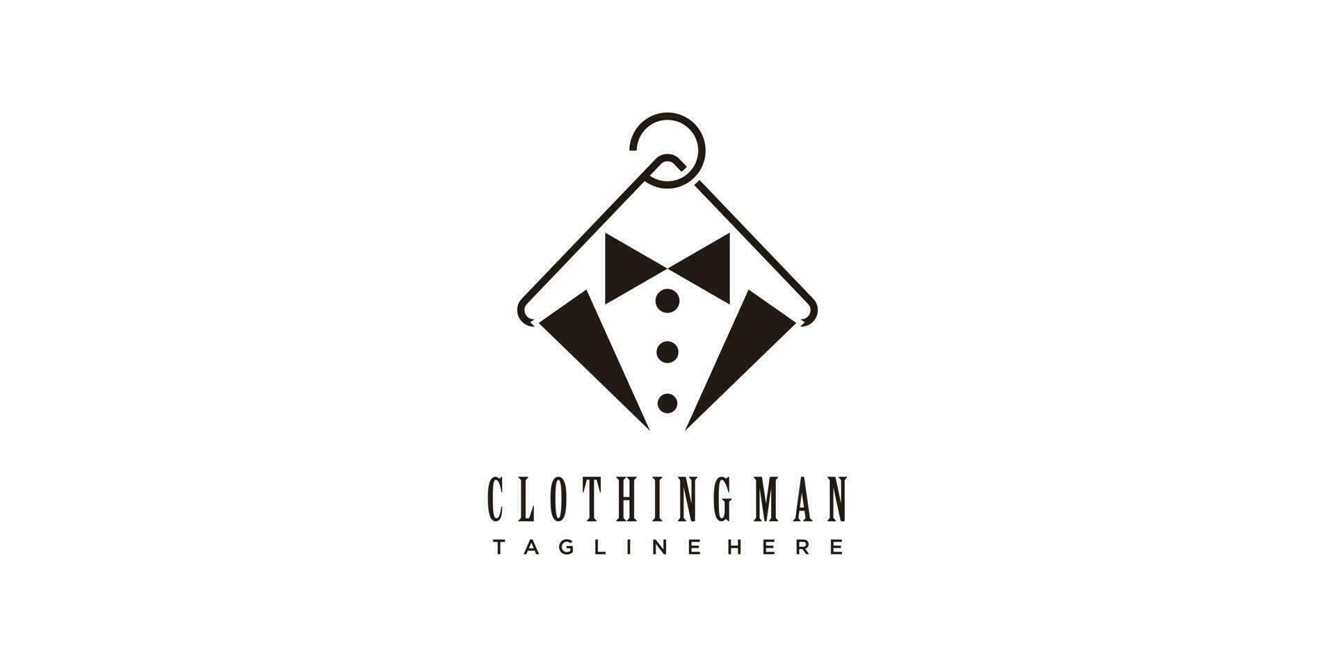 Vêtements boutique logo avec homme costume attacher concept conception pour affaires identité vecteur