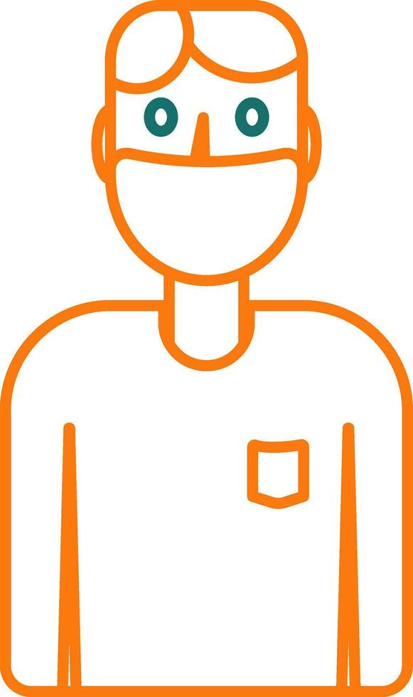 illustration de homme portant médical masque icône dans Orange ligne art. vecteur