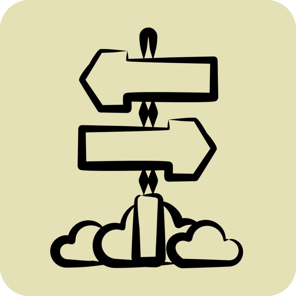 icône direction. en relation à amusement parc symbole. main tiré style. Facile conception modifiable. Facile illustration vecteur