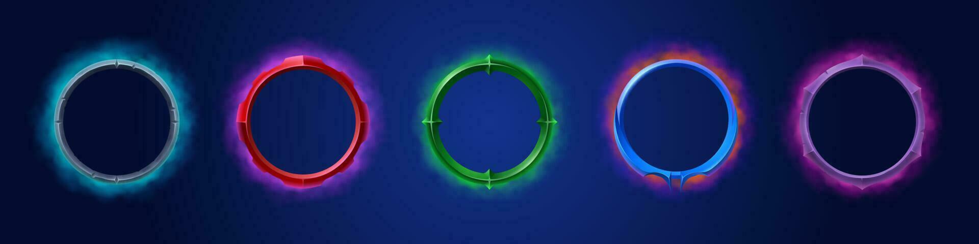 fantaisie cercle avatar Jeu Cadre avec fumée ui vecteur