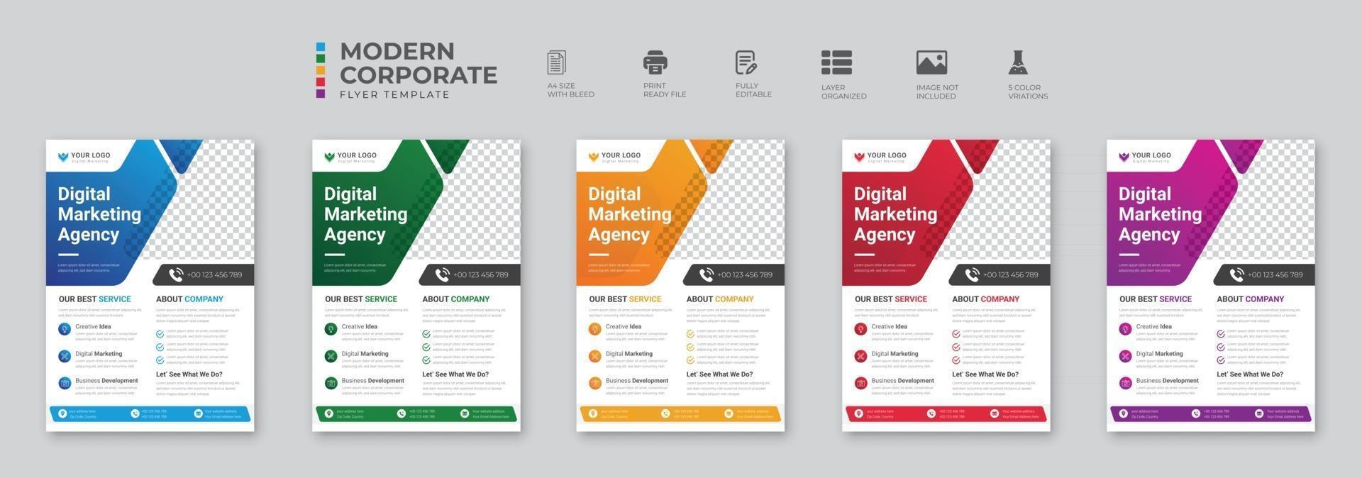 conception de flyer et modèle de couverture de brochure pour agence de marketing numérique entreprise vecteur