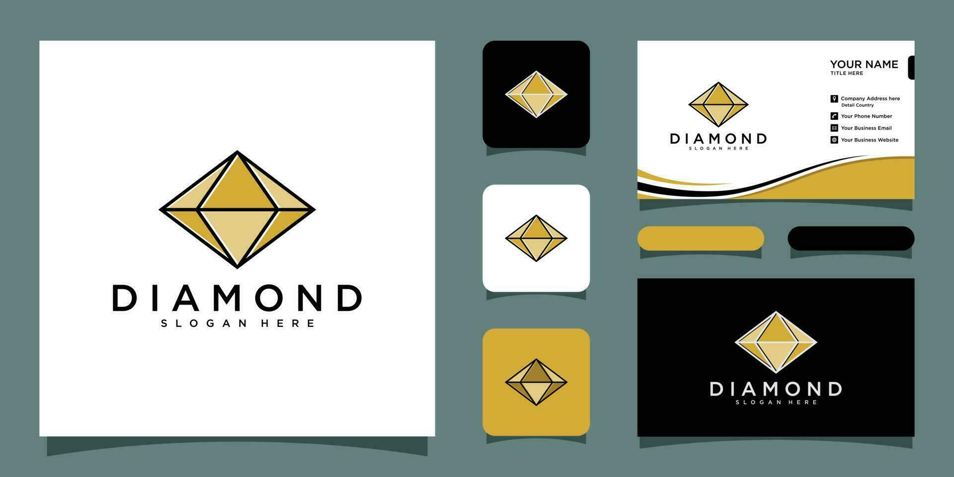 Créatif diamant concept logo conception modèle et affaires carte prime vecteur