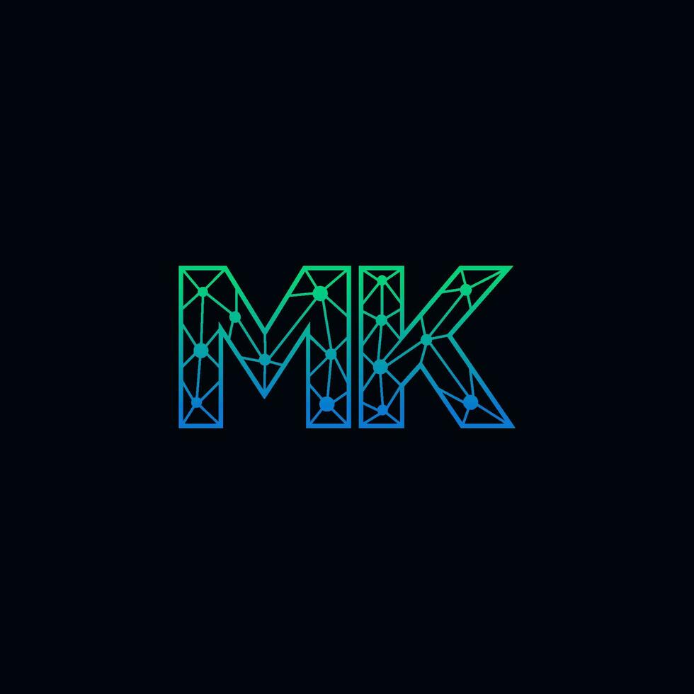 abstrait lettre mk logo conception avec ligne point lien pour La technologie et numérique affaires entreprise. vecteur