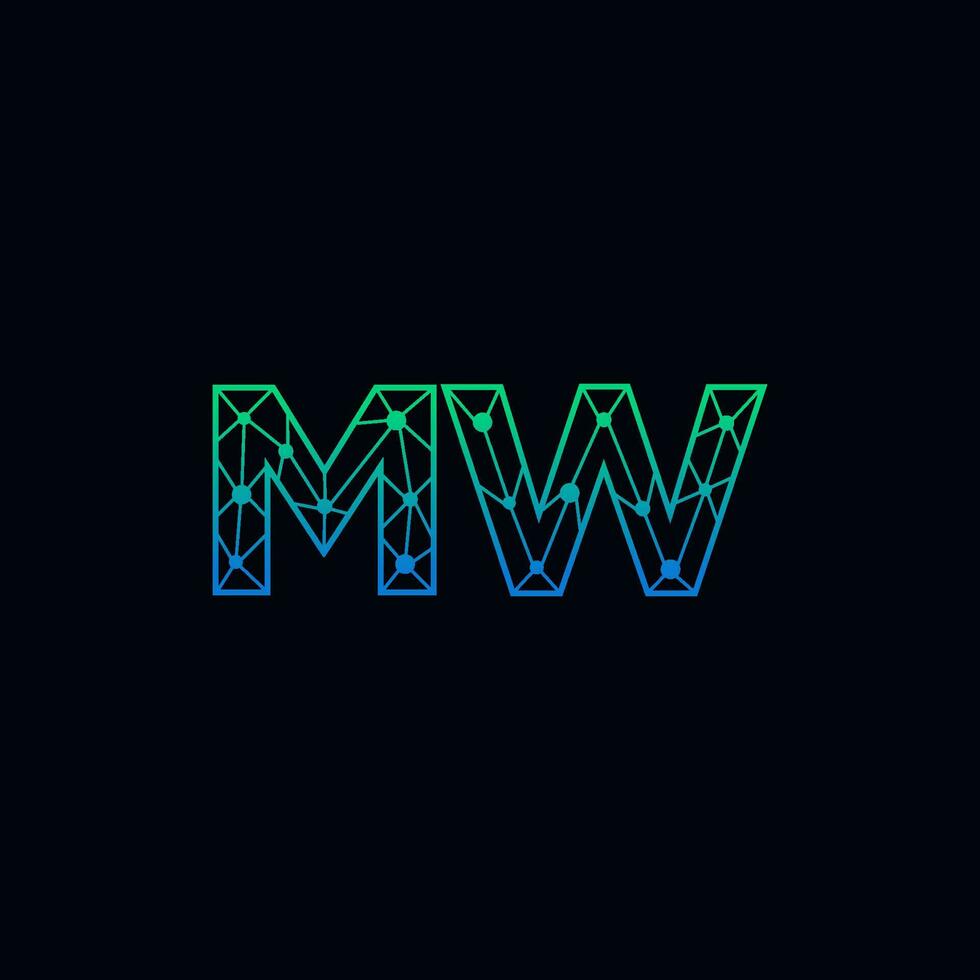 abstrait lettre mw logo conception avec ligne point lien pour La technologie et numérique affaires entreprise. vecteur