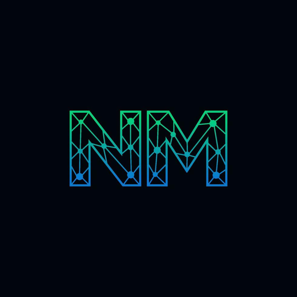 abstrait lettre nm logo conception avec ligne point lien pour La technologie et numérique affaires entreprise. vecteur