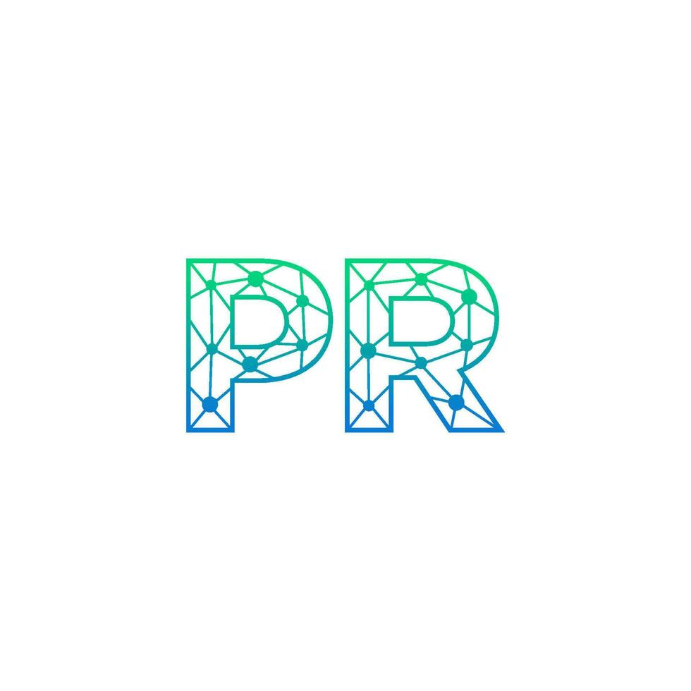 abstrait lettre pr logo conception avec ligne point lien pour La technologie et numérique affaires entreprise. vecteur