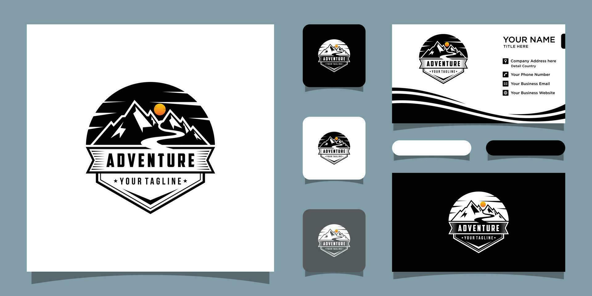 ancien aventure logo conception avec affaires carte conception prime vecteur