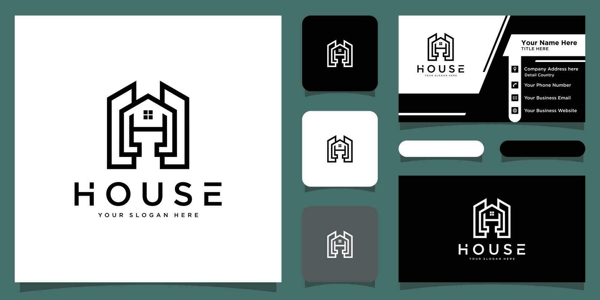 maison logo avec ligne art style, Accueil construire pour logo et affaires carte prime vecteur