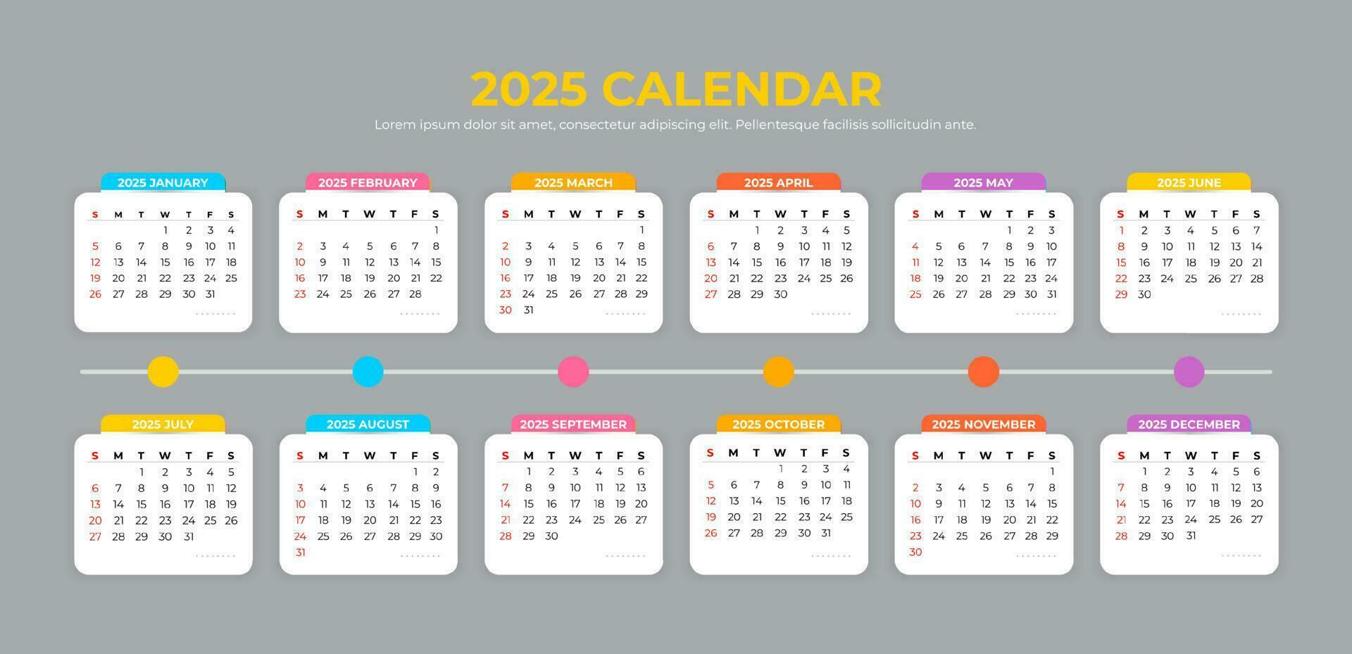 2025 calendrier modèle vecteur