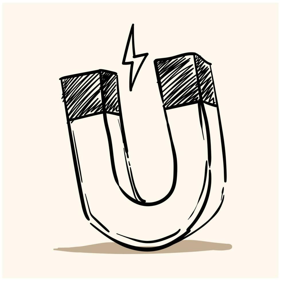 illustration d'icône d'aimant avec vecteur de style dessin animé doodle dessiné à la main isolé